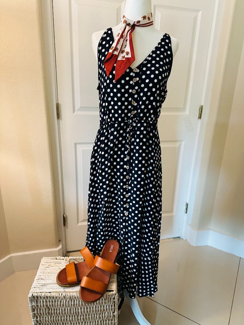 ⚓ CHIC: Seasty Navy Polka Dot Maxi Dress | Modern Muse Shop Size Small